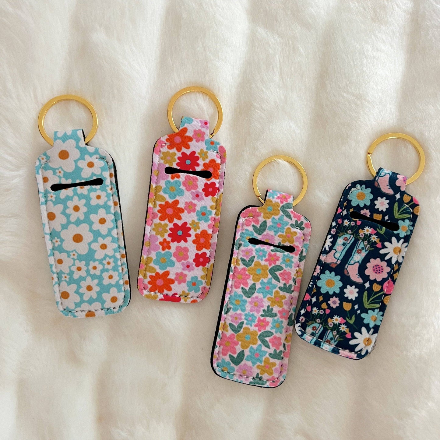 Lip Balm Keychain Holder - Blue Daisy