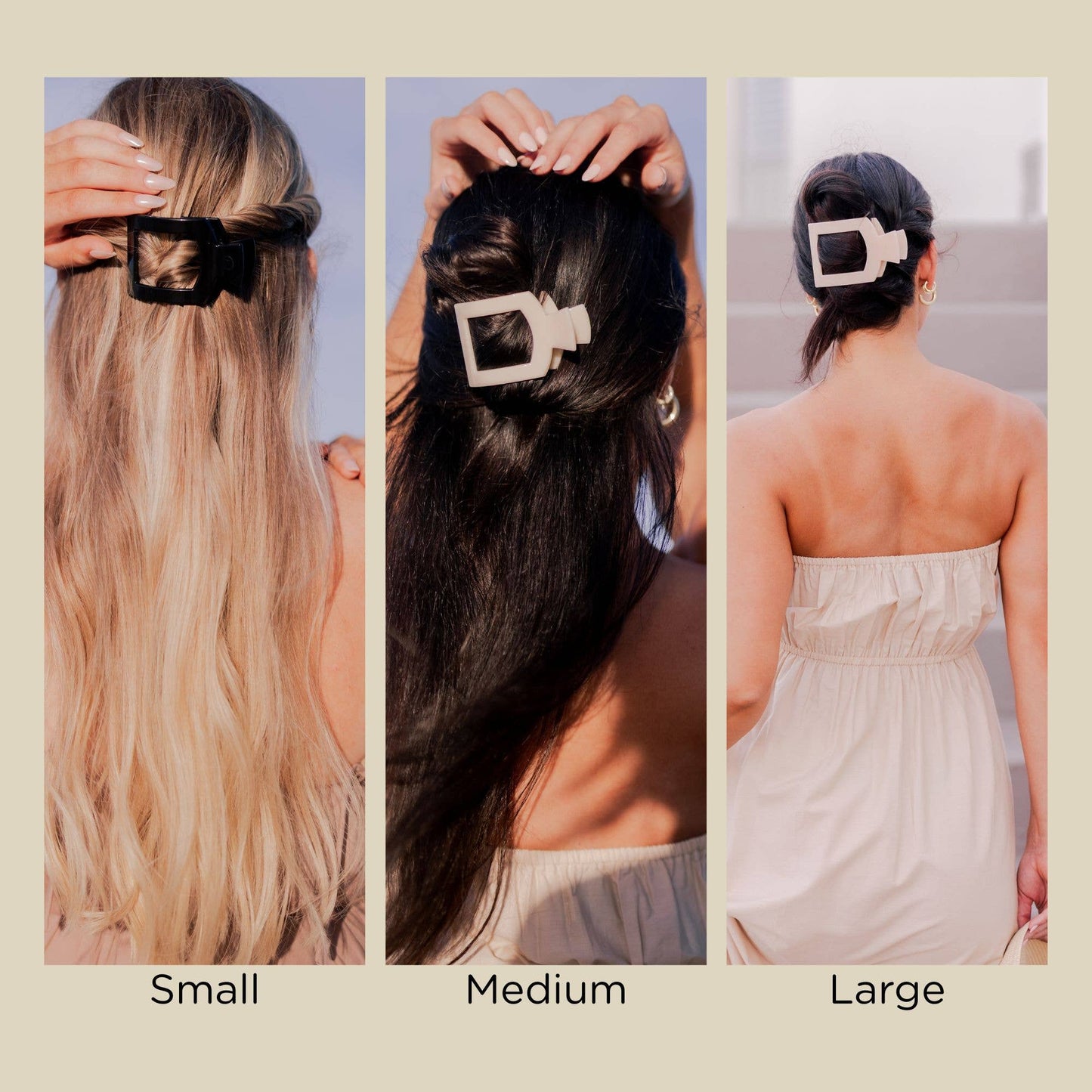 Square Flat Hair Clip | Med. | Jet Black