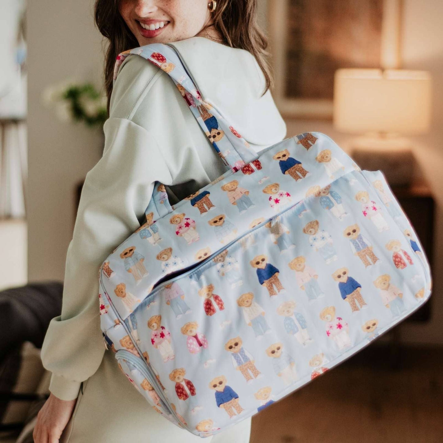 Teddy Bears Duffle Weekender Bag: Light Blue