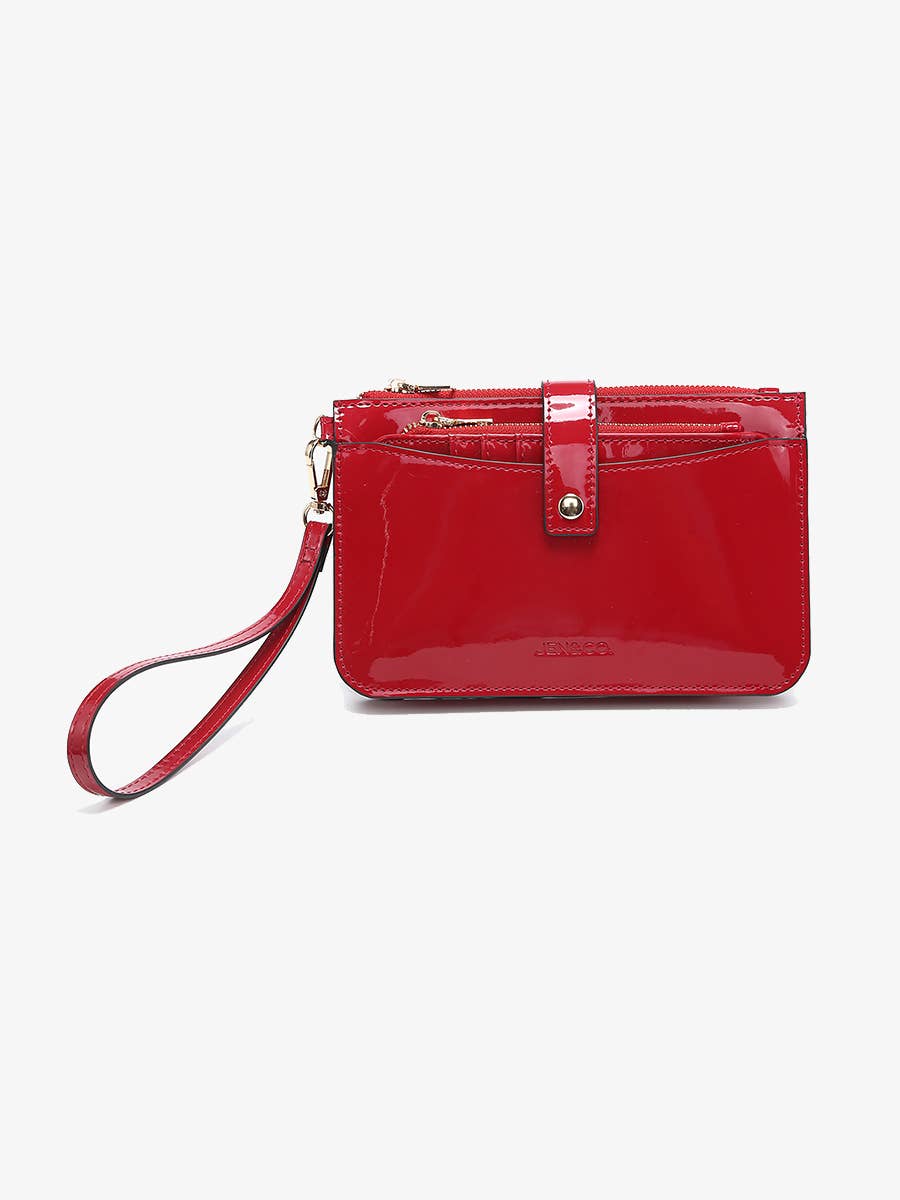 Jackie Clutch/Wallet w/ Wristlet: Brown  Jen & Co.