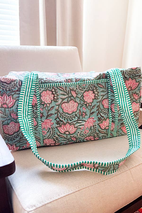 Lennon Blue Floral Duffle Bag