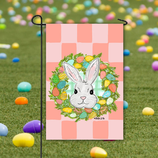Bunny Egg Wreath Garden Flag - Baxter & Me