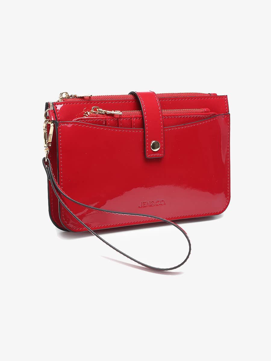 Jackie Clutch/Wallet w/ Wristlet: Brown  Jen & Co.