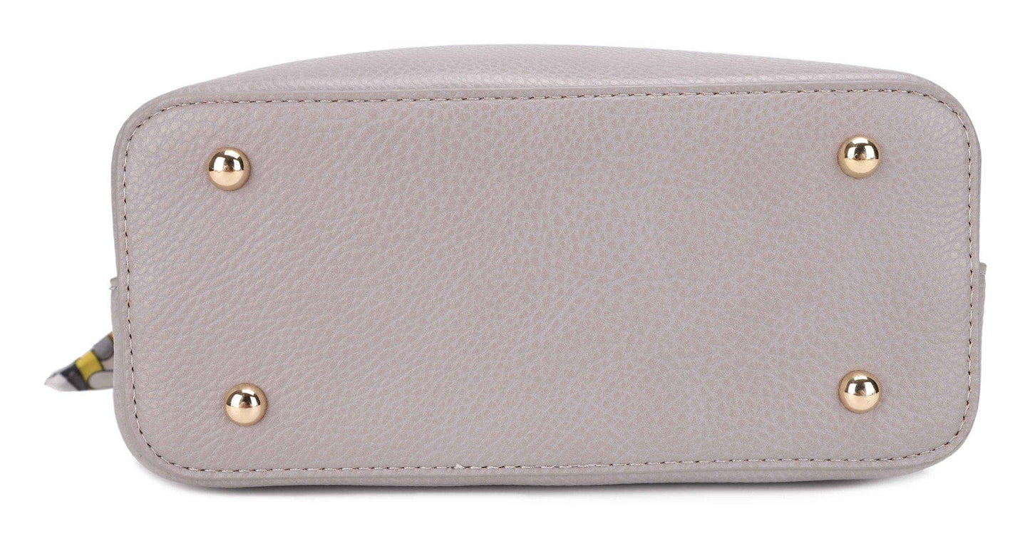 Shia Bucket/Crossbody Bag With Scarf: Light Gray