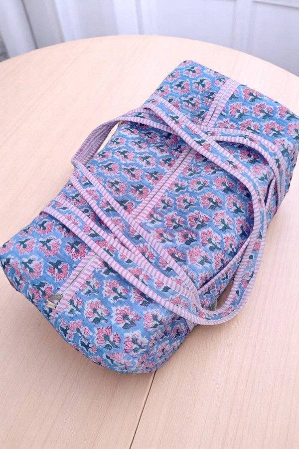 Sybil Blue and Pink Floral Duffle Bag