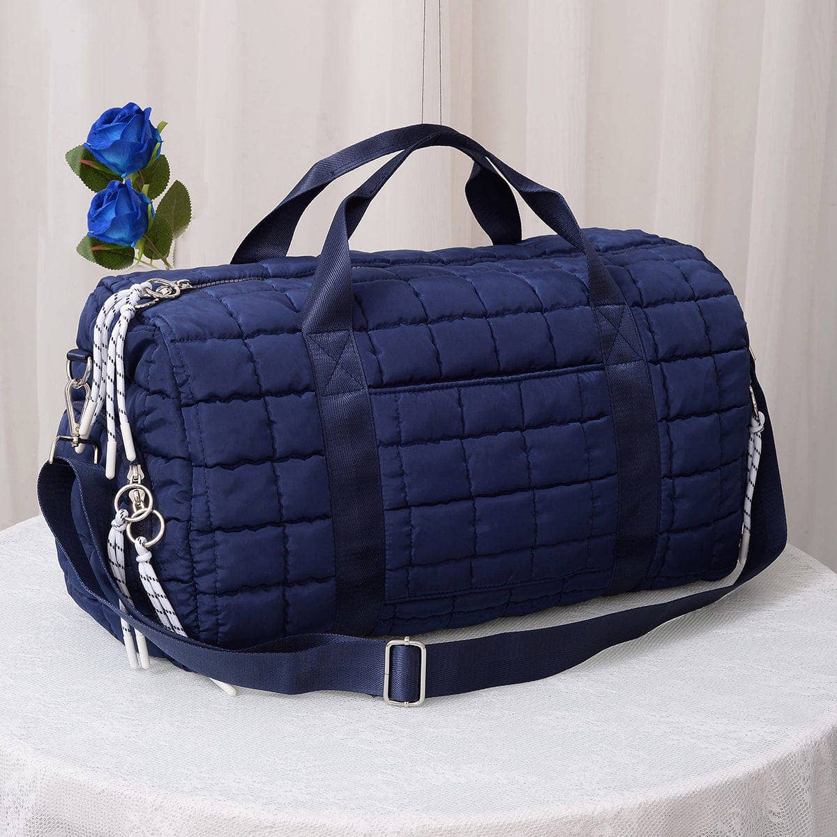 Quilted Puffer Weekender/Duffel Bag: Sage