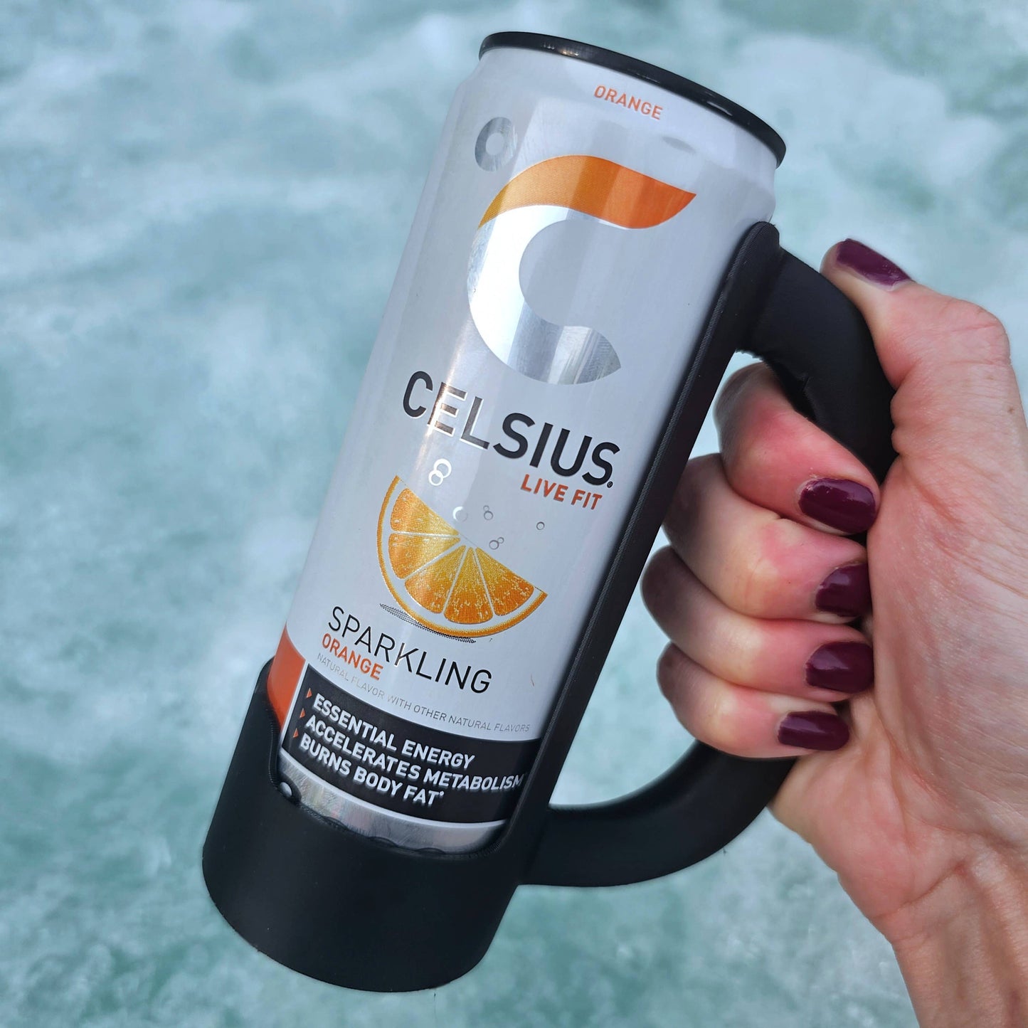 12 oz Slim Can Holder Handle Redbull, Alani Nu, White Claw: Black