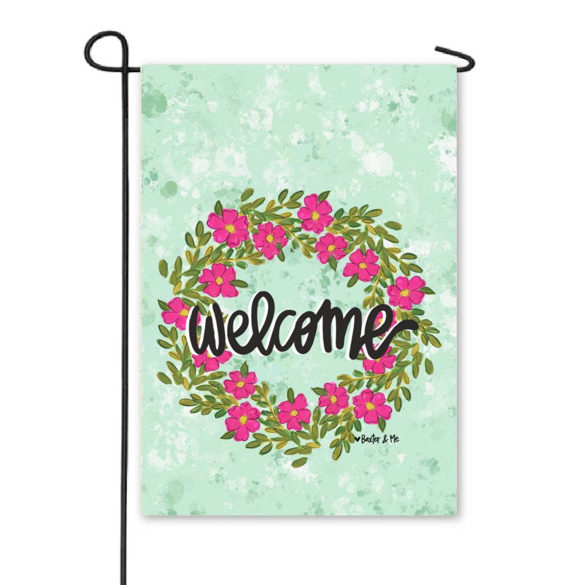 Pink Petal Welcome Garden Flags - Baxter & Me
