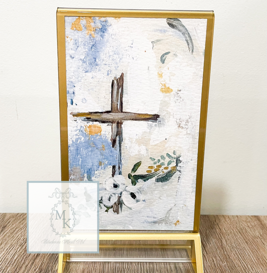 Power of the Cross Print in Acrylic Gold Frame 4x6