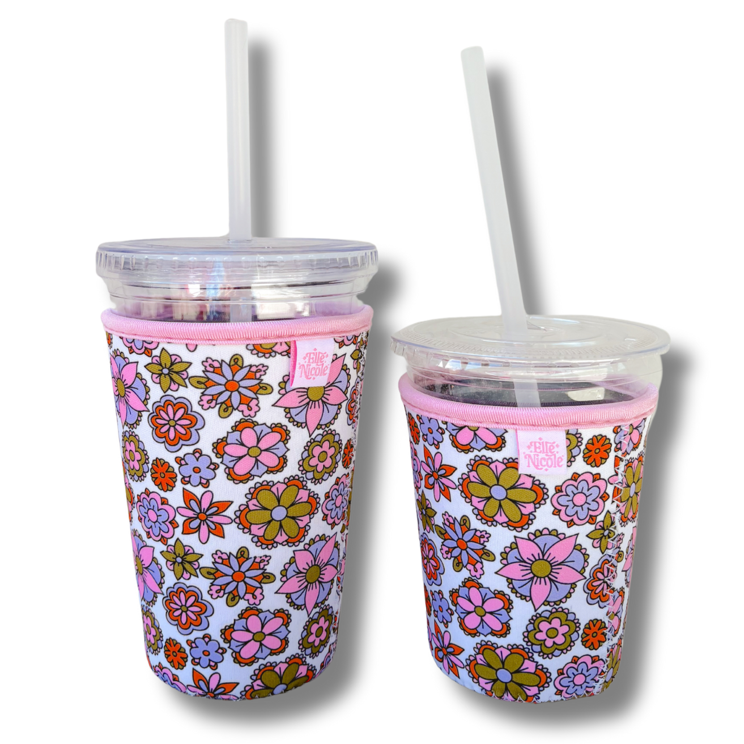 Coffee Cup Cover - Groovy Floral Doodles: Large / 24oz