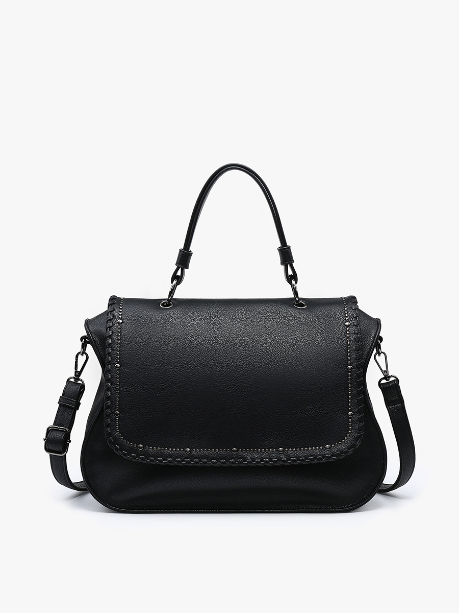 Cricket Studded Flapover Hobo w/ Handle: Grey