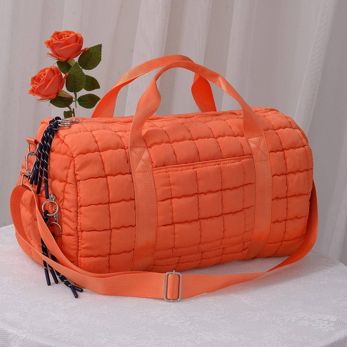 Quilted Puffer Weekender/Duffel Bag: Sage