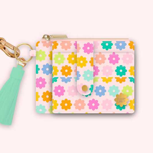 Wallet Keychain | Blush Rainbow Flowers