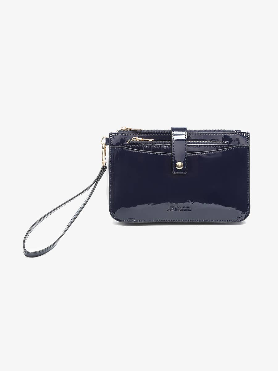 Jackie Clutch/Wallet w/ Wristlet: Black  Jen & Co
