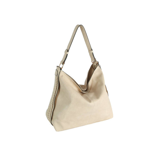 Braided Side Detail Hobo Bag: Nude