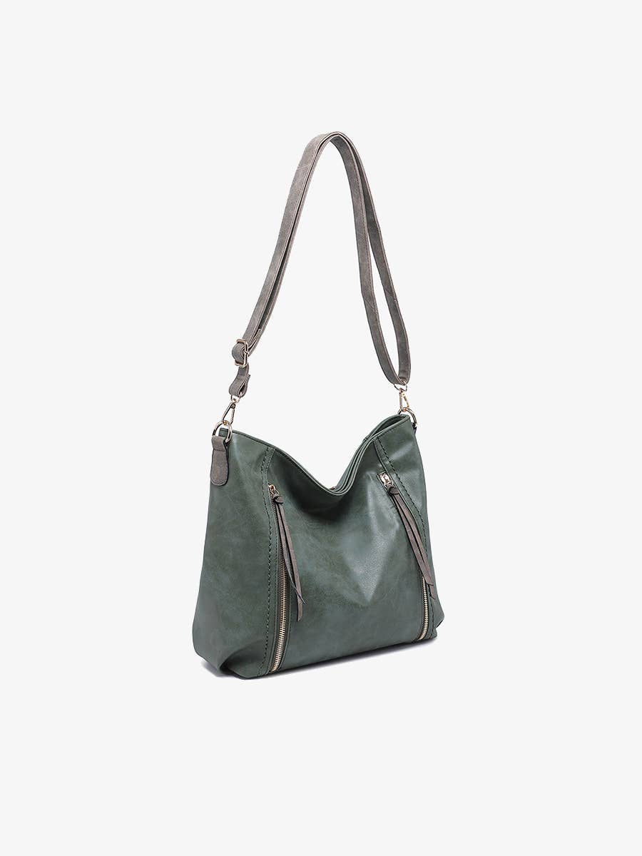 Mina Distressed Hobo Bag: Tan/Grey  Jen & Co.
