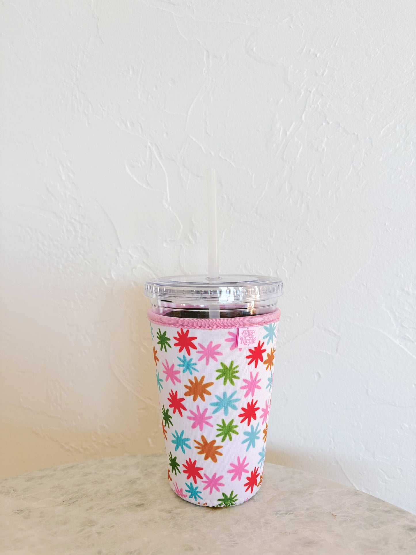 Coffee Cup Cover - Rainbow Stars - Iced Drink Sleeve: Large / 24oz