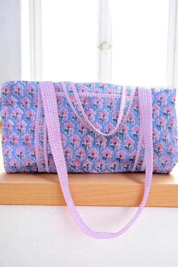 Sybil Blue and Pink Floral Duffle Bag
