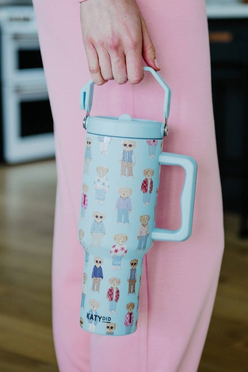 Fall Bears Pattern Stainless Steel Tumbler: Mint