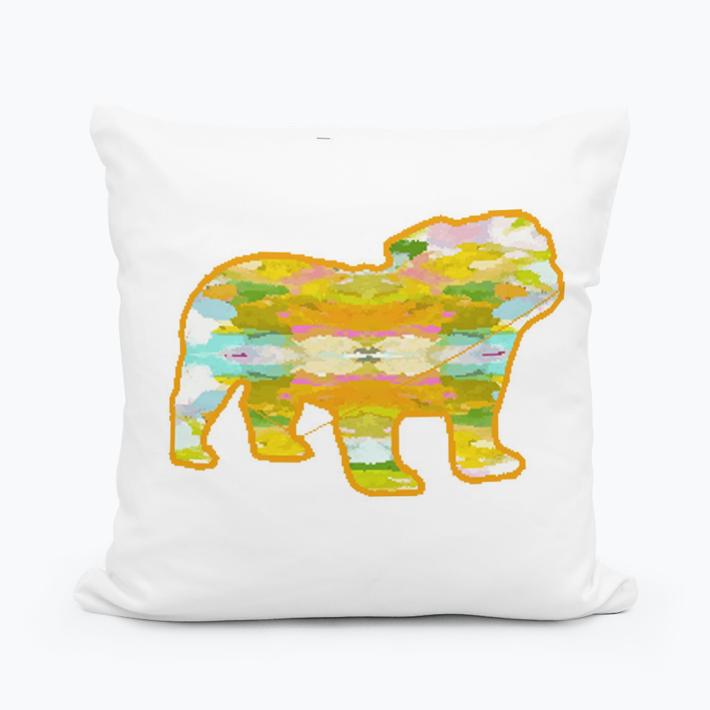 Abstract Bulldog Square Pillow: 12"x12" LuckyBird Apparel & Home