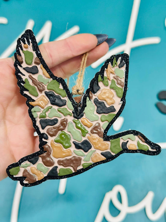 Camo Duck Car Freshie: Leather